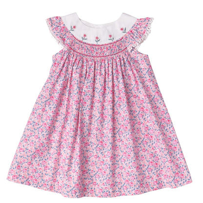 Pink Floral Smocked Dress
