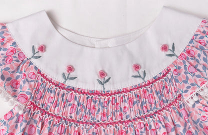 Pink Floral Smocked Dress