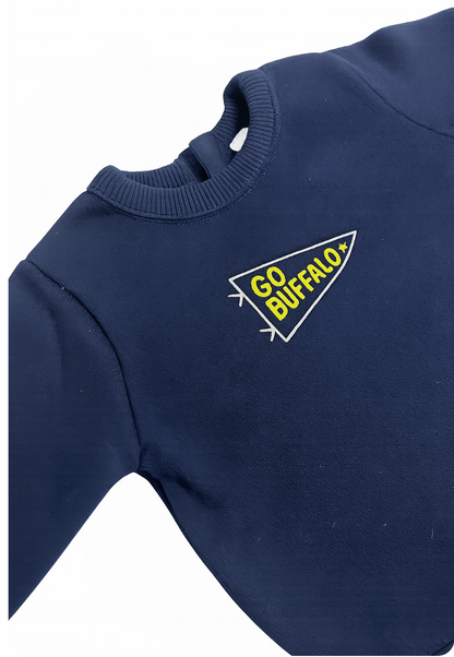 "Go Buffalo" Pennant Sweatshirt - Blue & Gold on Navy