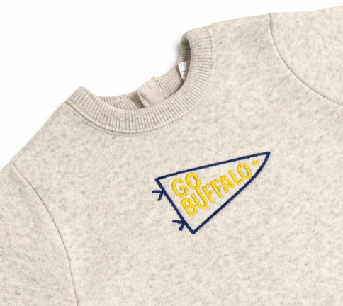 "Go Buffalo" Pennant Sweatshirt - Blue & Gold on Heather
