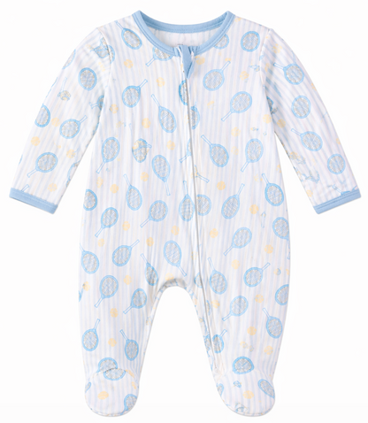 Tennis Star Zip Footie - Light Blue