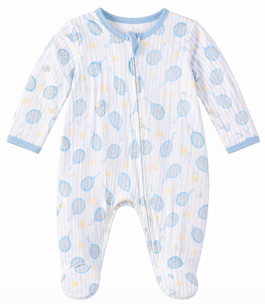 Tennis Star Zip Footie - Light Blue