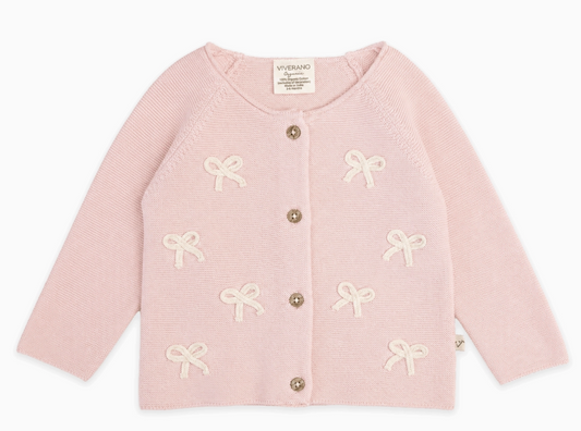 Bow Sweater Knit Baby Button Cardigan
