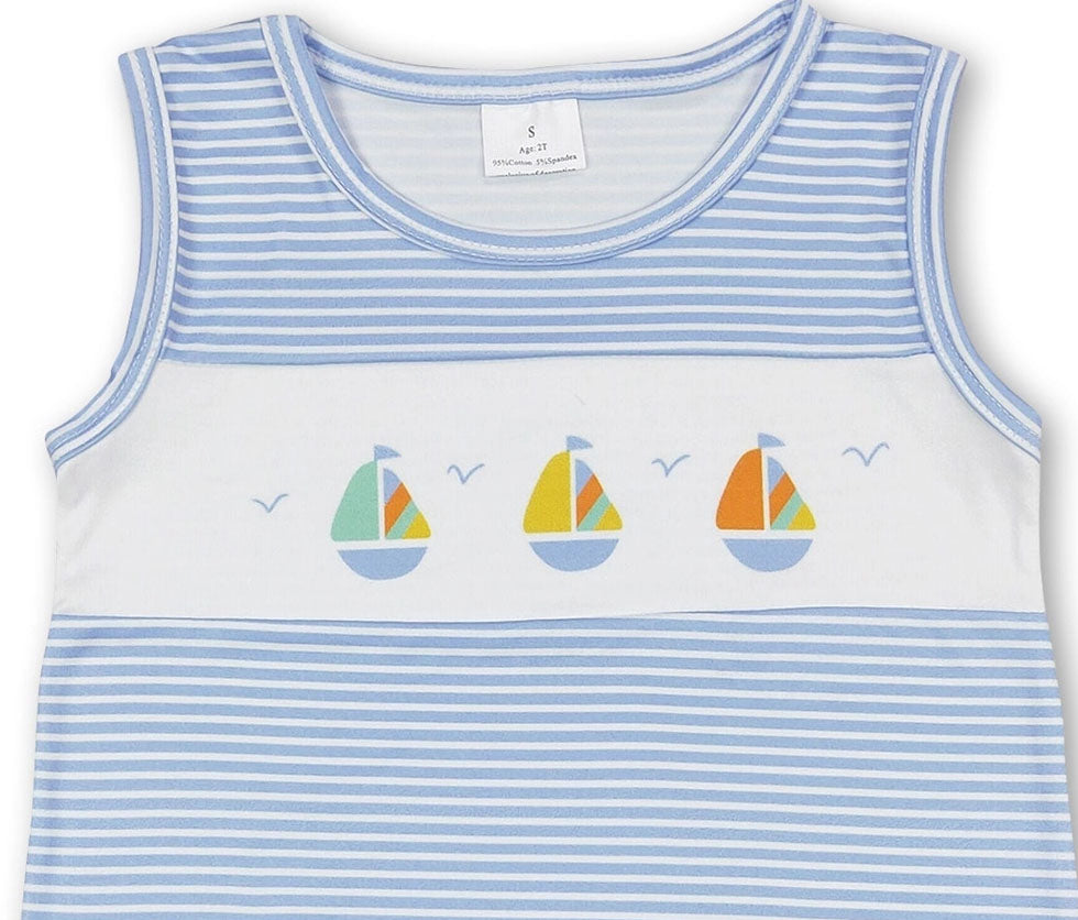 Sleeveless Stripe Boat Jon Jon
