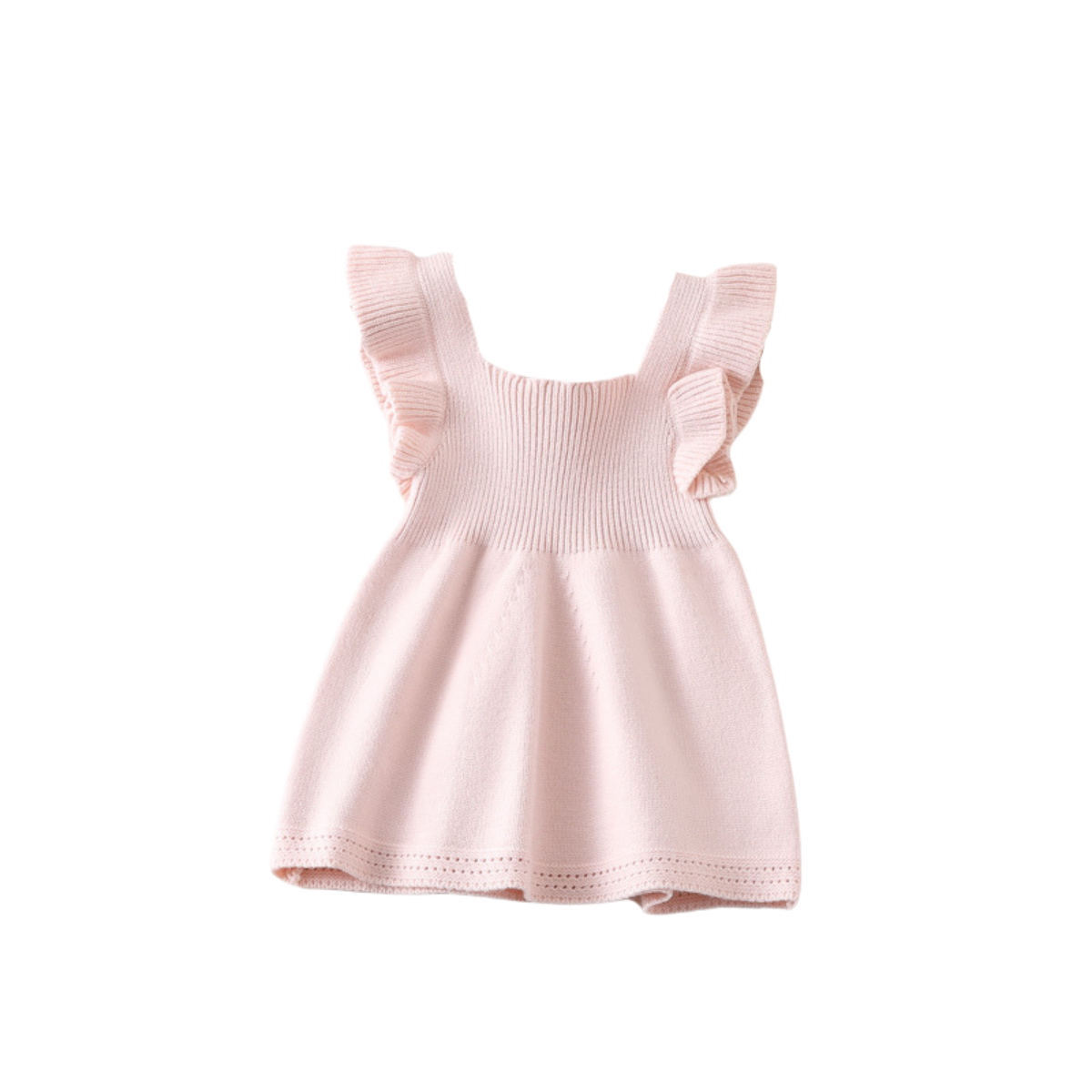 Pink Knitted Ruffle Sleeve Dress
