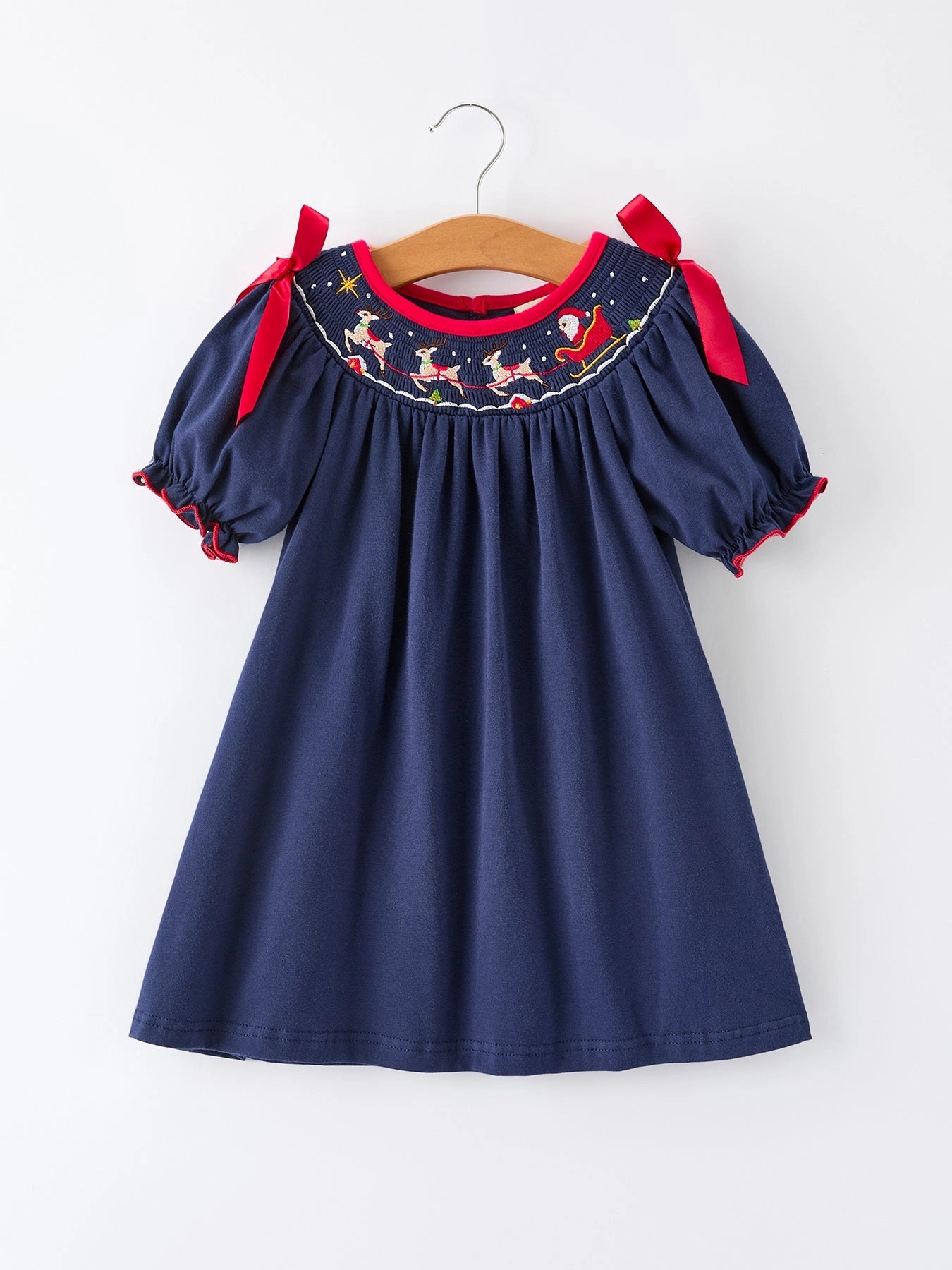 Christmas Dress: Navy with Santa Sleigh