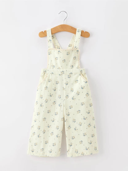 Floral Print Lace Trim Wide Leg Jumpsuit