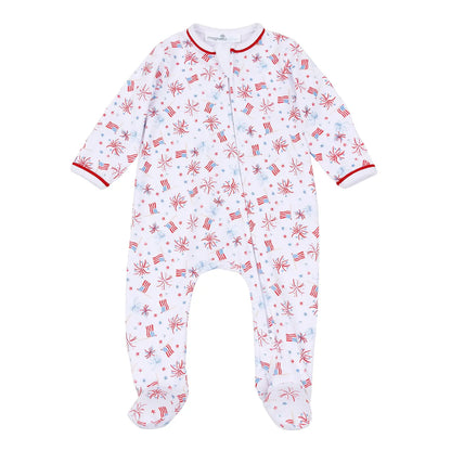 A Sparkly Fourth Print Zip Footie