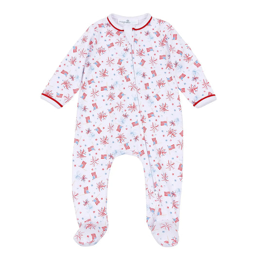 A Sparkly Fourth Print Zip Footie