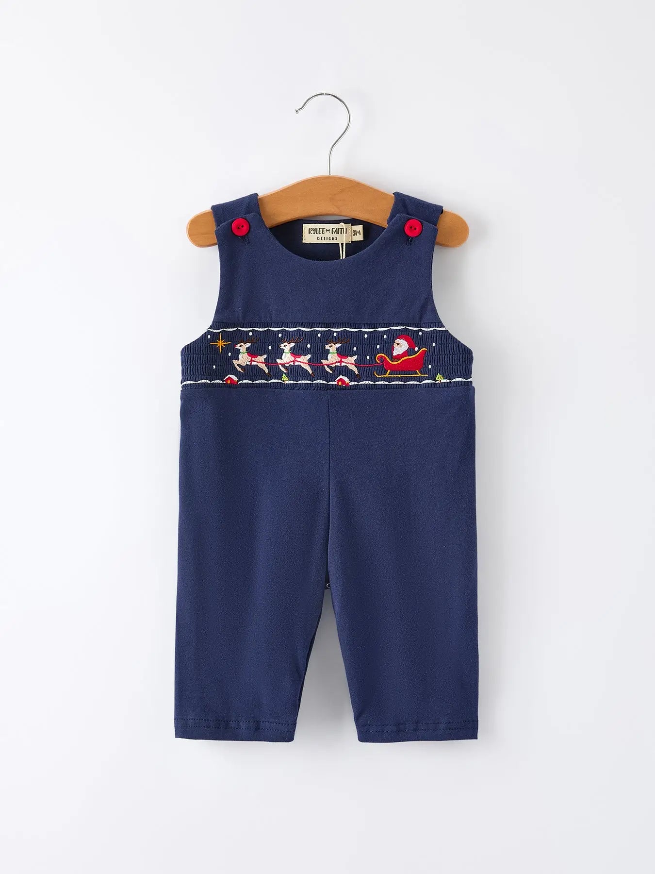 Christmas Boys Romper: Navy with Santa Sleigh