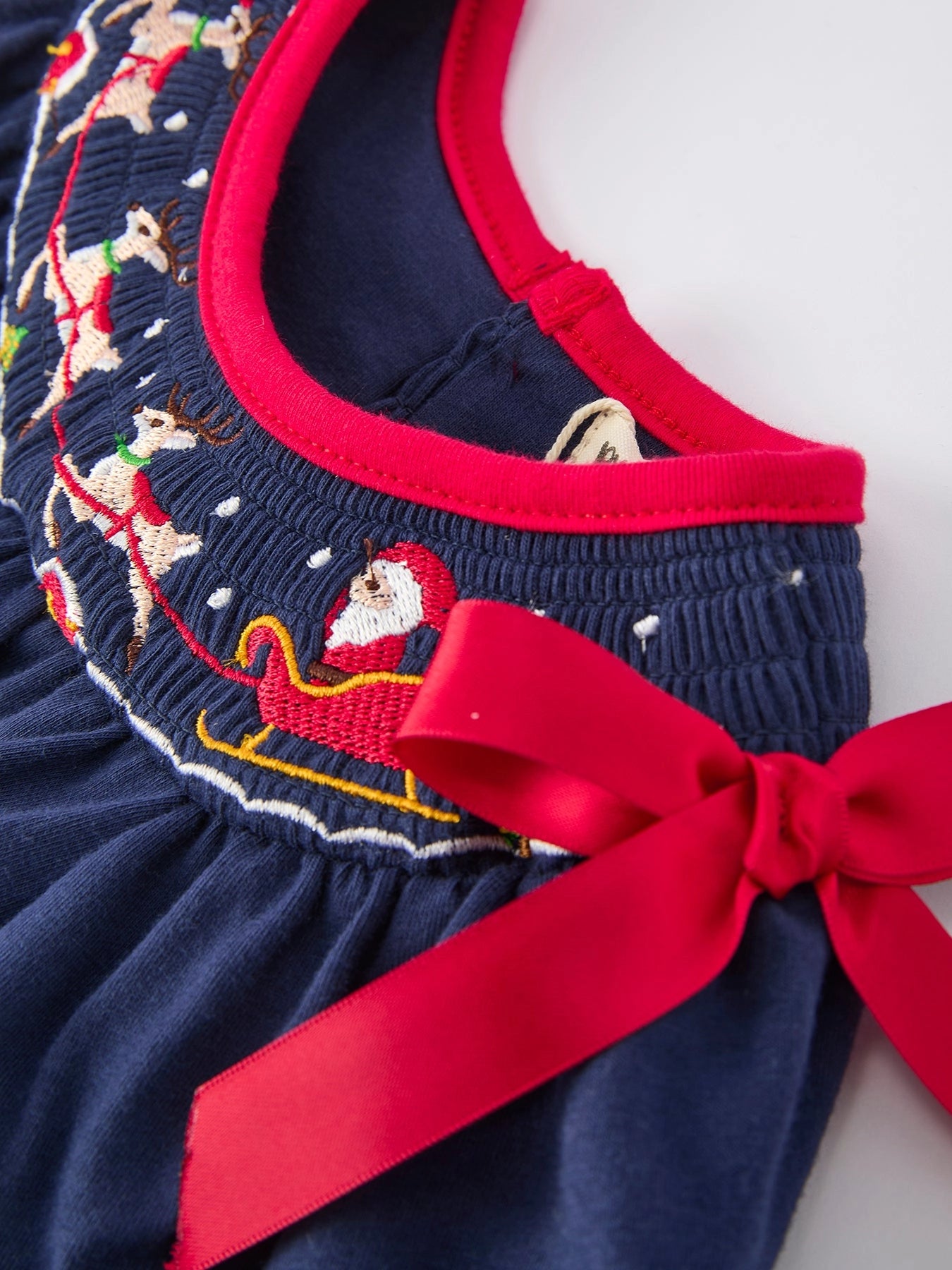 Christmas Baby Girls Bubble: Navy with Santa Sleigh
