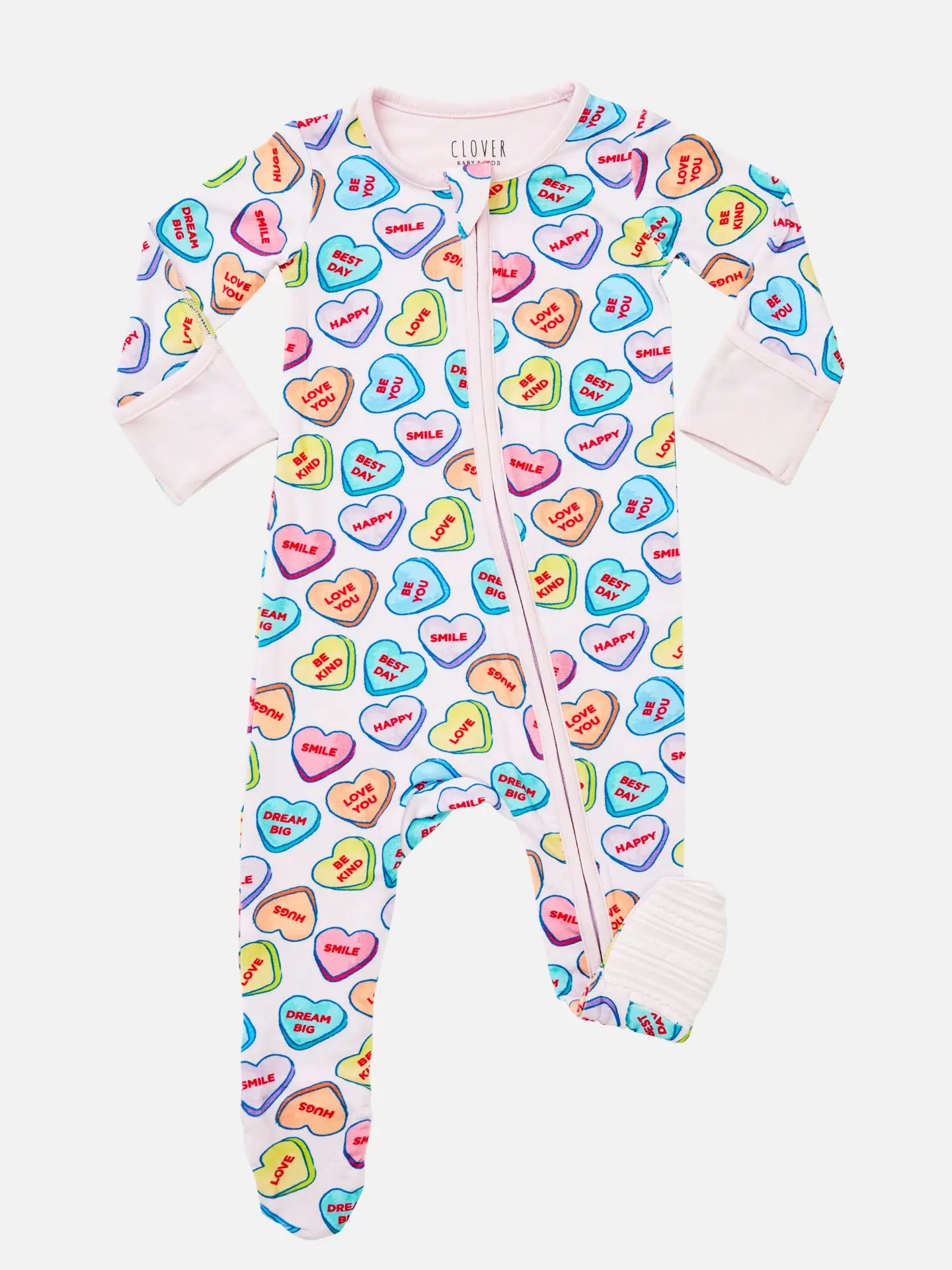 Conversation Hearts Zip Footie Pajamas