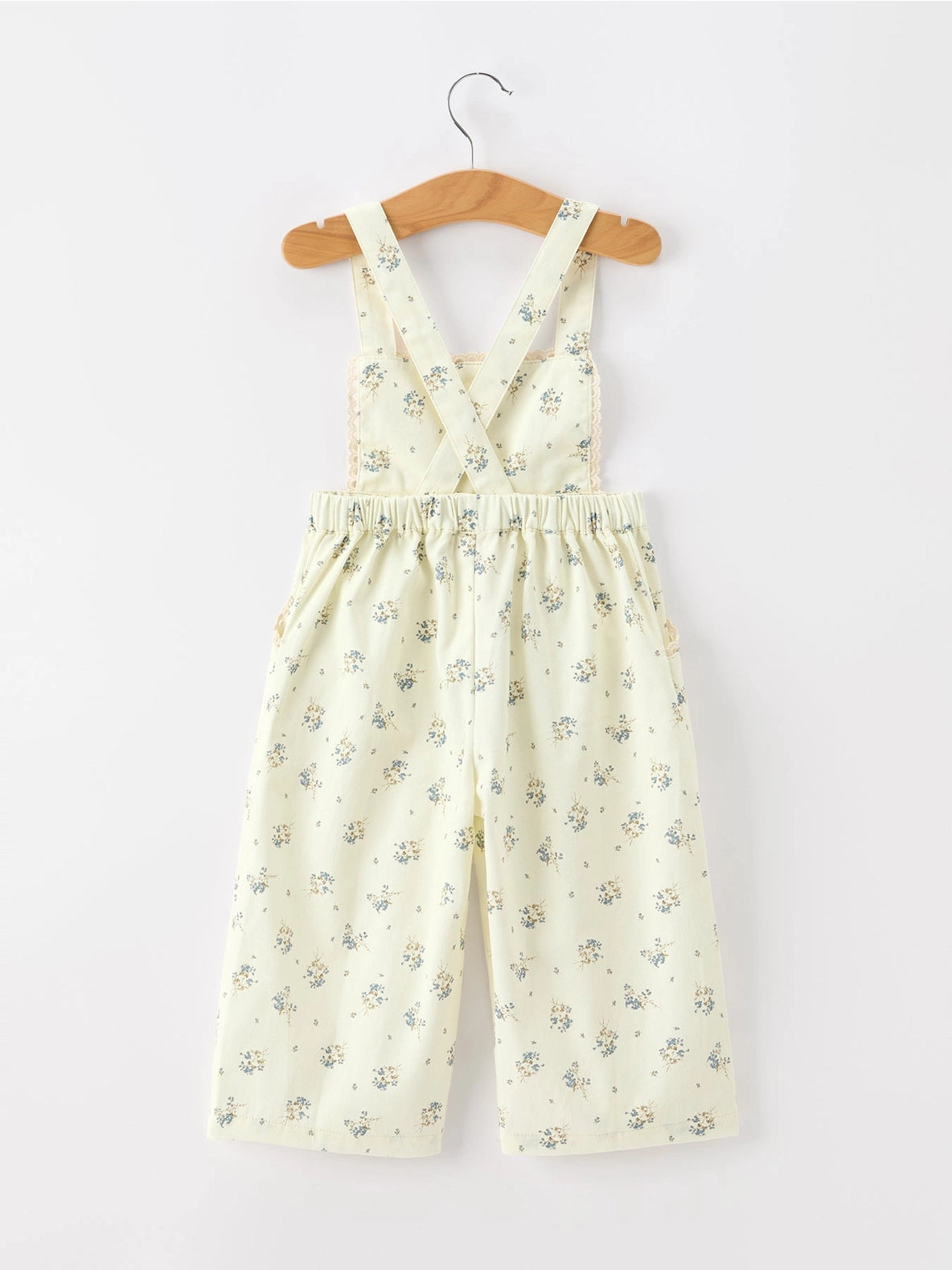 Floral Print Lace Trim Wide Leg Jumpsuit
