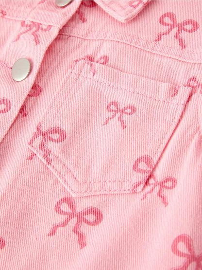 Pink Bow Fall Girls Denim Jacket