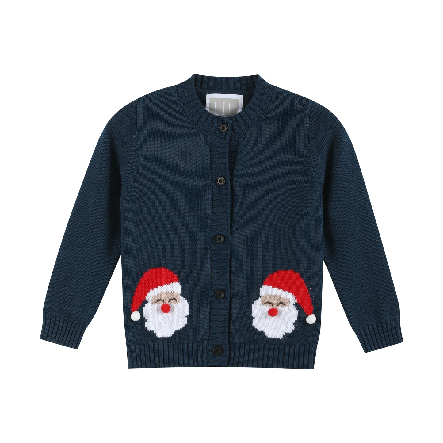 Navy Blue Christmas Santa Knit Cardigan Sweater