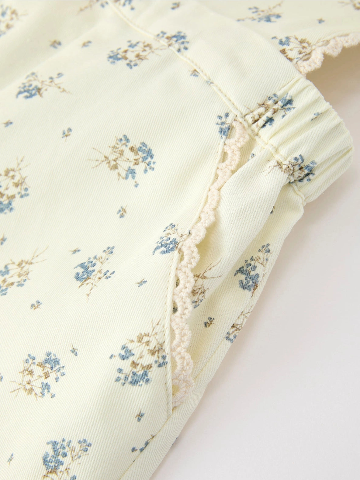 Floral Print Lace Trim Wide Leg Jumpsuit