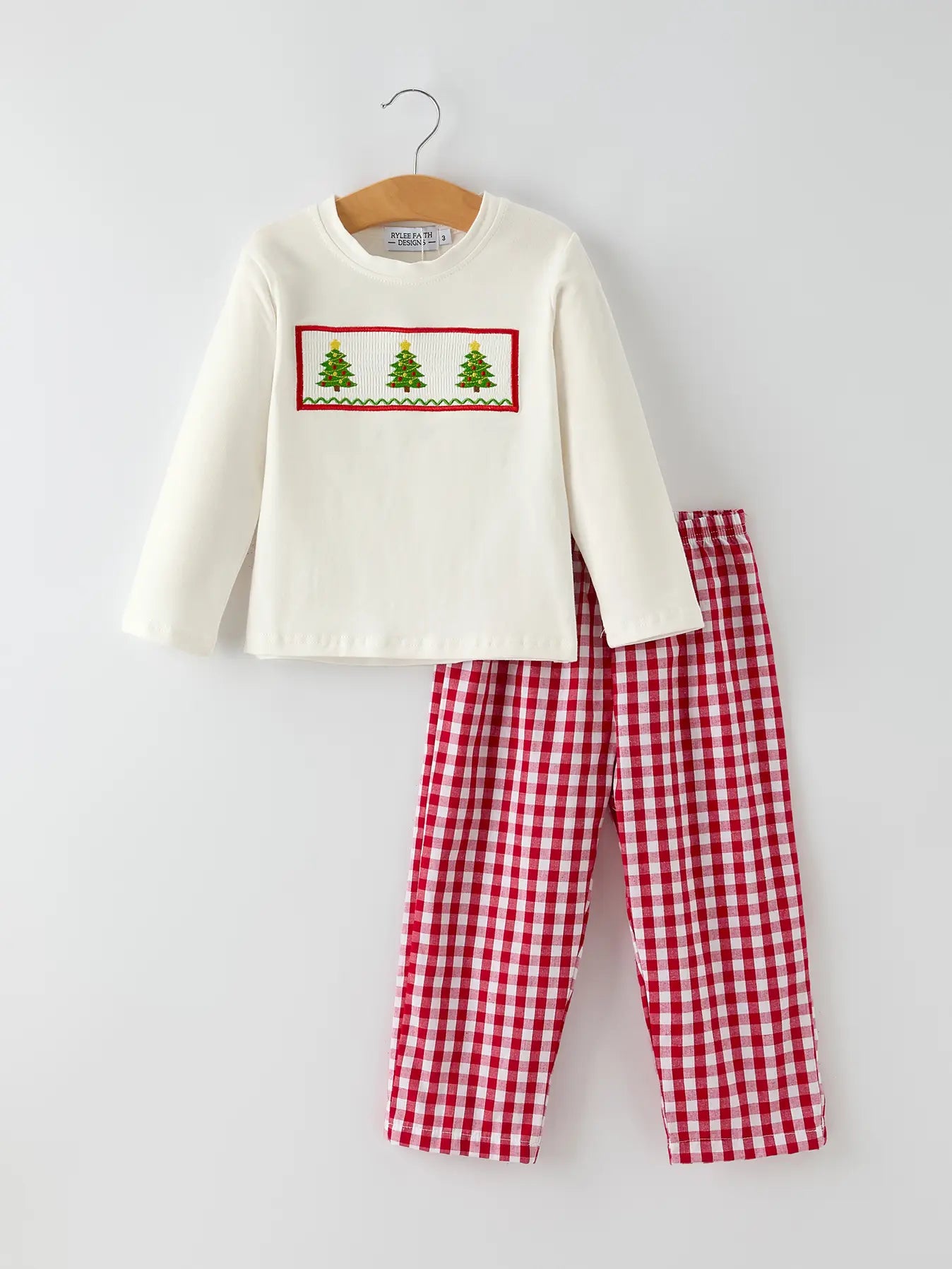 Christmas Tree Smocking Embroidered Outfit