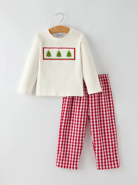Christmas Tree Smocking Embroidered Outfit