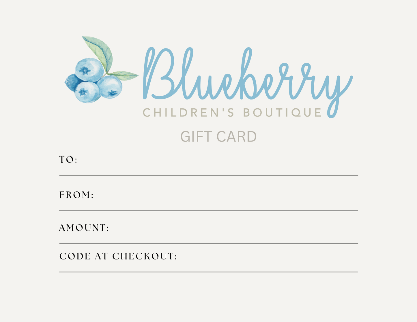 Blueberry Childrens Boutique Gift Card